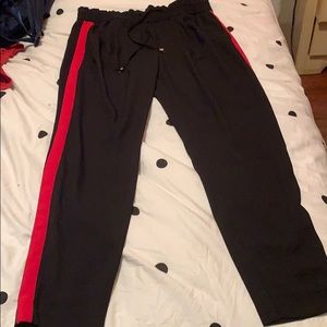 Zara pants red and black with drawstring belt